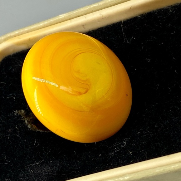 Vintage Art Glass Cuff Links Orange Yellow Swirls Handmade Blown Glass - Picture 13 of 15